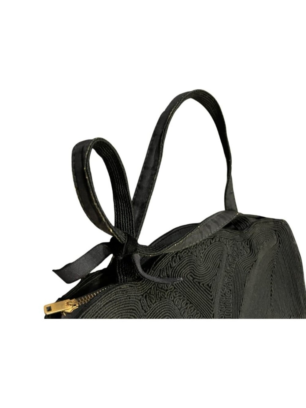 Vintage Corde Black Top Handle Bag Heart Shape Textured Used - Picture 13 of 16